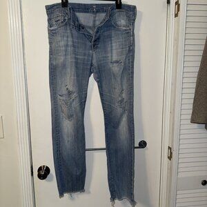7 for all mankind jeans standard 34 Distressed Button Up